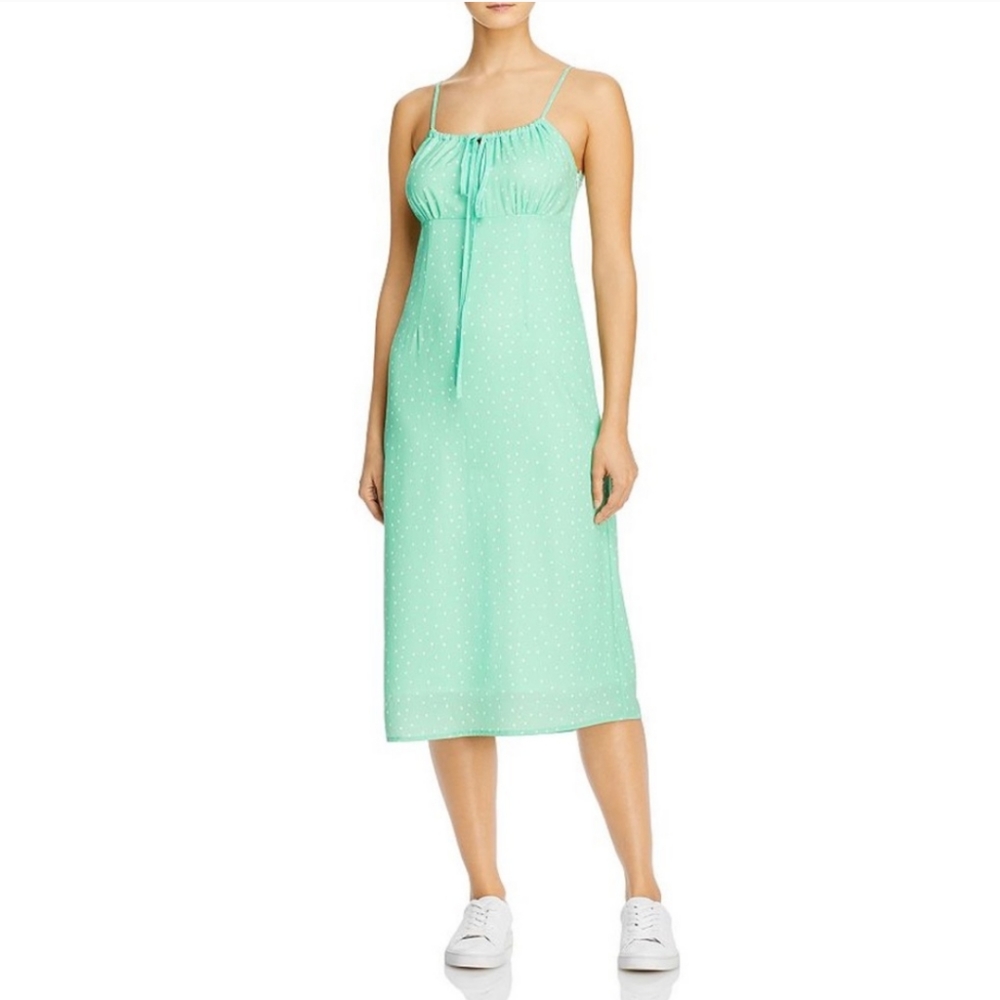 Charlie Holiday NWT Delilah Dress Spaghetti Strap Midi Polka Dots Tie Front New